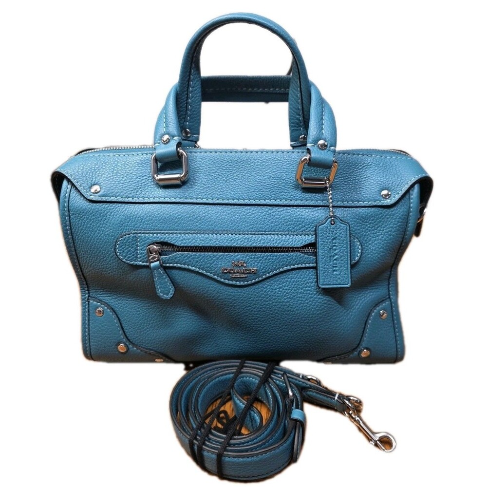 Coach Millie Satchel Pebbled Leather Turquoise Teal CE633 Excellent Condition - Picture 1 of 16
